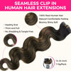 Picture of Lashey Seamless Clip in Hair Extensions Human Hair Natural Black Mixed Chestnut Brown Body Wave Clip in Hair Extensions with Invisi Edge 7pcs 110g 20 Inch Hair Extensions Clip Ins