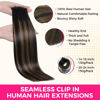 Picture of Lashey Seamless Clip in Hair Extensions Human Hair 150g 9pcs Straight Natural Black Mixed Chestnut Brown Clip in Hair Extensions 22 Inch for Women Hair Extensions with PU Soft Invisi Edge