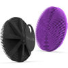 Picture of Silicone Body Scrubber 2 Pack Shower Bath Brush, More Hygienic Than Traditional Loofah, Lather Nicely, Long Lasting, Gentle Exfoliating for Women Men Baby Sensitive Skin, Black+Purple