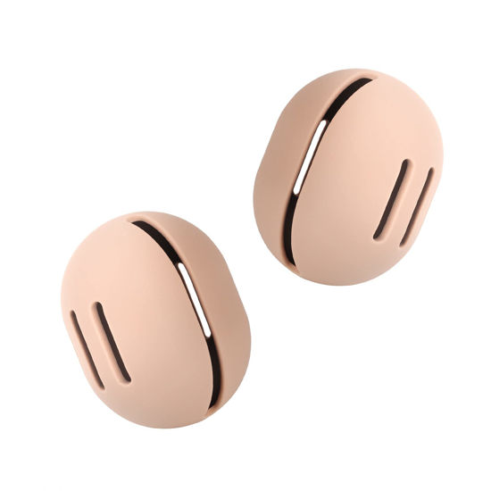 Picture of FERYES 2 PCS Makeup Sponge Holder - Shatterproof Eco-Friendly Silicone Beauty Make Up Blender Case for Travel - Khaki