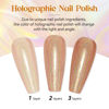 Picture of MIZHSE Holographic Nail Polish, Light Brown Shimmery Nail Polish Non Gel, Air Dry Fast Glossy Shiny Nail Pigment Oil-based Laser Iridescent Nail Polish Chrome Nail Art Salon Manicure Home