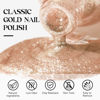 Picture of MIZHSE Glitter Nail Polish, Metallic Gold Nail Polish Air Dry Fast, 15 ml High Glossy Sparkle Shiny Nail Pigment Water-based Chrome Nail Polish Nail Art Salon Manicure Home