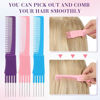 Picture of Leinuosen 3 Pack Carbon Lift Teasing Combs with Metal Prong, Hair Pick Comb for Women Hair Styling(Blue, Pink, Purple)