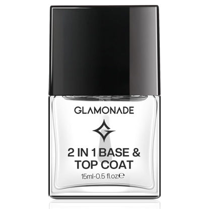 Picture of Glamonade Base Top Coat Nail Polish: 2 in 1 Clear Quick Dry Nail Polish High Shine Glossy Long Lasting Color Protection Fast Air Dry Nail Polish for Women Salon Quality 0.5 Fl Oz