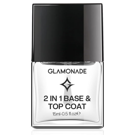 Picture of Glamonade Base Top Coat Nail Polish: 2 in 1 Clear Quick Dry Nail Polish High Shine Glossy Long Lasting Color Protection Fast Air Dry Nail Polish for Women Salon Quality 0.5 Fl Oz