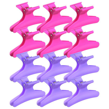 Picture of Ondder Purple Hot Pink Butterfly Hair Claw Clips for Styling Sectioning Hair Styling Clips Makeup Hair Sectioning Clips Pro Clamp Clips for Makeup Cutting Coloring Hair Accessories for Women Girls