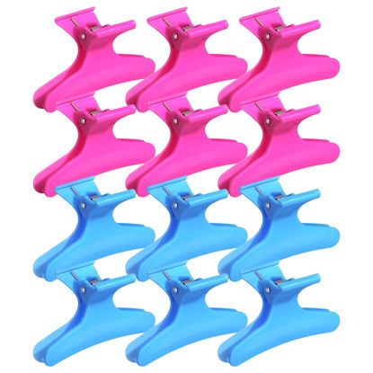 Picture of Ondder Blue Hot Pink Butterfly Hair Claw Clips for Styling Sectioning Hair Styling Clips Makeup Hair Sectioning Clips Pro Hair Clamp Clips for Makeup Cutting Coloring Hair Accessories for Women Girls