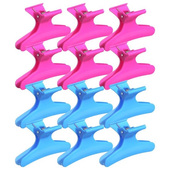 Picture of Ondder Blue Hot Pink Butterfly Hair Claw Clips for Styling Sectioning Hair Styling Clips Makeup Hair Sectioning Clips Pro Hair Clamp Clips for Makeup Cutting Coloring Hair Accessories for Women Girls