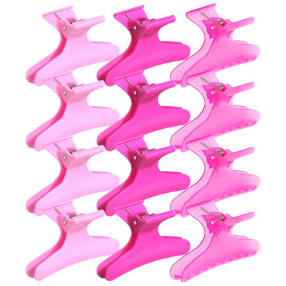 Picture of Ondder Pink Butterfly Hair Claw Clips for Styling Sectioning Hair Styling Clips Makeup Hair Sectioning Clips Pro Hair Clamp Clips for Makeup Cutting Coloring Hair Accessories for Women Girls