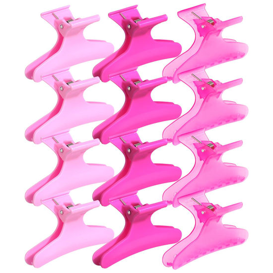 Picture of Ondder Pink Butterfly Hair Claw Clips for Styling Sectioning Hair Styling Clips Makeup Hair Sectioning Clips Pro Hair Clamp Clips for Makeup Cutting Coloring Hair Accessories for Women Girls