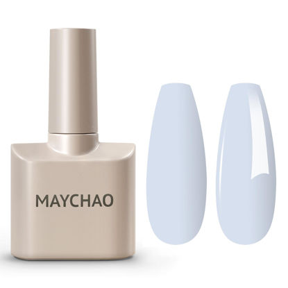 Picture of MAYCHAO 15ML Blue Gel Nail Polish 1Pc Baby Blue Gel Polish Soak Off UV LED Nail Polish Nail Art Starter Manicure Salon DIY at Home, 0.5 OZ