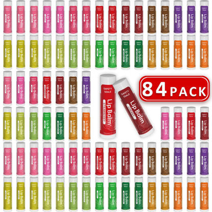 Picture of 84 Pack Natural Lip Balm Bulk with Vitamin E and Coconut Oil Valentine's Day best choice- Moisturizing, Soothing, and Repairing Dry and Chapped Lips Valentine's Gift - 14 Flavors - Non-GMO