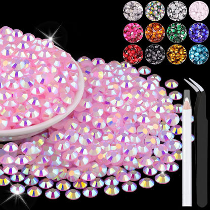 Picture of 4000PCS 5mm Resin Jelly Rhinestones in Bulk (Light Pink AB), Bedazzling Flatback Crystals Rhinestones for Crafting DIY Nail Decoration, Gems Diomand Charms for Tumbler Shoes Clothing Fabric