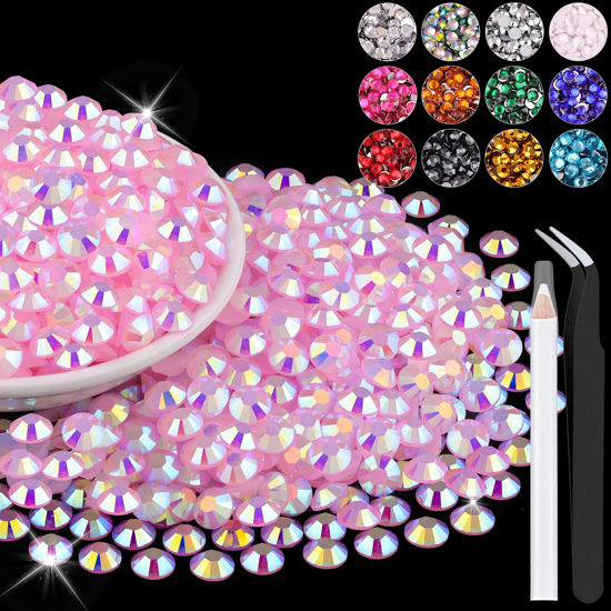 Picture of 4000PCS 5mm Resin Jelly Rhinestones in Bulk (Light Pink AB), Bedazzling Flatback Crystals Rhinestones for Crafting DIY Nail Decoration, Gems Diomand Charms for Tumbler Shoes Clothing Fabric