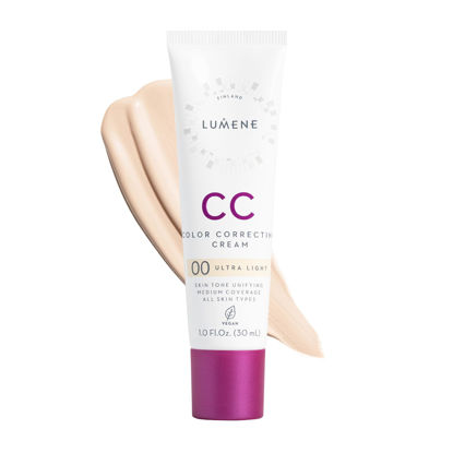 Picture of Lumene Color Correcting CC Cream - Lightweight Foundation - Medium Coverage - Redness Reducing Face Makeup for Glowing Complexion - Vegan Formula + Suitable for All Skin Types - Ultra Light (1 fl oz)