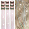 Picture of ZYXQZYX Hair Tinsel Kit Pack of 18 Pcs Hair Tinsel Clip in 19.6Inch Glitter Tinsel Hair Extensions Heat Resistant Clip in Hair Tinsel Sparkle Fairy Hair Accessories for Kids Girls Women (White Pink)