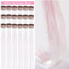 Picture of ZYXQZYX Hair Tinsel Kit Pack of 18 Pcs Hair Tinsel Clip in 19.6Inch Glitter Tinsel Hair Extensions Heat Resistant Clip in Hair Tinsel Sparkle Fairy Hair Accessories for Kids Girls Women (White Pink)