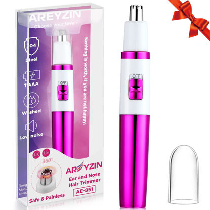 Picture of AREYZIN Nose Trimmer for Women Ladies Painless Ear and Nose Hair Trimmer for Men Eyebrow Facial Ear Hair Trimmer Nose Hair Clippers Professional, Waterproof, Dual-Edge Blade, Purple
