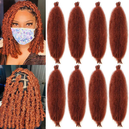 Picture of 8 Packs Copper Red Springy Afro Twist Crochet Hair 16 Inch Pre-Separated Spring Twist Hair Marley Crochet Braiding For Distressed Soft Locs Hair Extension For Women (8 Strands/Pack,350#)