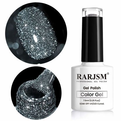 Picture of Black Glitter Nail Polish Led UV Gel Polish Sparkle Color Soak Off Nail Art Gel 1 PCS 7.5ML Gel Polish Sparkles Varnish for Nail Art DIY Design Manicure Starter RAR85