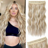 Picture of REECHO Blonde Hair Extensions, 20” One Piece Clip in Hair Extensions Thick Long Beach Wavy Natural Soft Synthetic Hairpieces for Women, Ash Blonde with Highlights