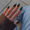 Picture of Dark Green Press on Nails Medium Stiletto Almond,KQueenest Pure Color Acrylic Nails Kit Reusable Fake Nails Christmas with Feature Protective UV Coating for Women Nail Art Manicure in 24PCS