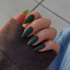 Picture of Dark Green Press on Nails Medium Stiletto Almond,KQueenest Pure Color Acrylic Nails Kit Reusable Fake Nails Christmas with Feature Protective UV Coating for Women Nail Art Manicure in 24PCS
