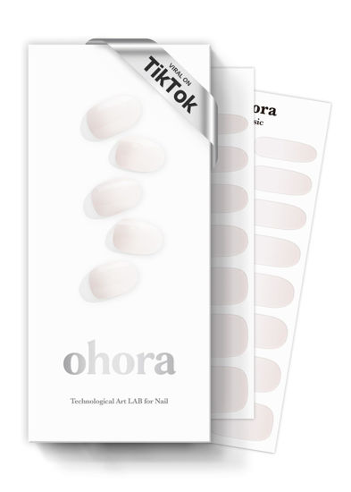 Picture of ohora Semi Cured Gel Nail Strips (N Veil) - White, Ombre, Works with Any UV/LED Nail Lamps, Salon-Quality, Long Lasting, Easy to Apply & Remove - Includes 2 Prep Pads, Nail File & Wooden Stick
