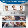 Picture of LMZNXCZ with LED Lights 3 Way Mirror for Self Hair Cutting,360 Haircuts Mirror Men for Barber Use Tools,to See Back of Head,Tri Fold Mirror with Portable Height Adjustable Telescoping Hooks