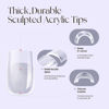 Picture of Five Angeles Tipex Gel Nail Tips Kit, Pre-etched Acrylic Hard Nail Tips Set for Beginners, Short Square Full Cover Press On Nails, Deep C Curve Flat Nails, 16 Sizes, UV Nail Glue, LED Lamp, Base Gel