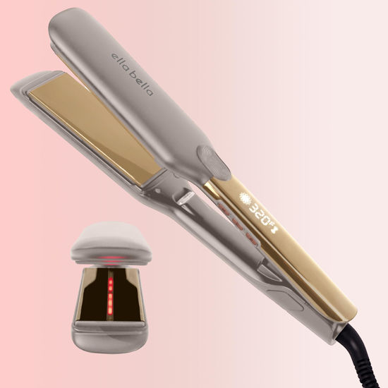 Picture of ELLA BELLA® Titanium Flat Iron Hair Straightener (with Infrared) • Professional Straightening Iron • Digital Display to Accurately Control Temperature • As Featured in Good Housekeeping