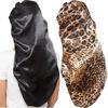 Picture of 2 Pcs Hair Bonnets for Women Satin, Black Leopard Soft Elastic Band Silky Sleeping Cap Big Bonnets for Women Bonnet for Braids