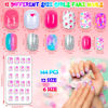 Picture of 144 Pieces Fake Nails for Kids Girls Artificial Kids Press on Nails Full Cover Short Acrylic Stick On Nails False Nail Tips Kit for Children Little Girls Nail Art Decoration (Gradient Pattern)