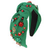 Picture of BAHABY Christmas Headbands for Women Green Crystal Knotted Headbands Wide Top Knot Holiday Headband Christmas Hair Bands for Women's Hair