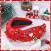 Picture of obeoby Christmas Headband for Women, Knotted Headband with Christmas Tree Crystal Pearl Snowflake Decorations Holiday Christmas Headband Accessories