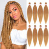 Picture of Dorsanee Honey Blonde Braiding Hair Pre Stretched 20 Inch 8 Packs Braiding Hair Extensions for Crochet Box Braids Twists Locs Hair Itch Free Soft Yaki Texture Hot Water Setting (20inch,#27)