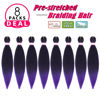 Picture of Dorsanee Ombre Purple Braiding Hair Pre Stretched 20 Inch 8 Packs Braiding Hair Extensions for Crochet Box Braids Twists Locs Hair Itch Free Soft Yaki Texture Hot Water Setting (20inch,#1B/Purple)