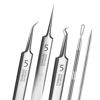 Picture of 5pcs Blackhead Remover Tweezers Pimple Popper Tool Kit, Precision Acne Needle Comedone Blackhead Tweezers Extractor Removal Whitehead Popping Zit for Nose Face Skin Blemish Extractor Tool