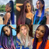 Picture of Liang Dian Pre Stretched Braiding Hair Ombre 30 Inch 8 Packs Synthetic Crochet Braids Hot Water Setting Professional Soft Yaki Texture Synthetic Hair Extensions(30 Inch 1B/Red)