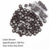 Picture of Vlasy 100Pcs 4mm Silicone Lined Micro Ring Beads for Hair Extensions 5Colors Apply (100Pcs Brown)