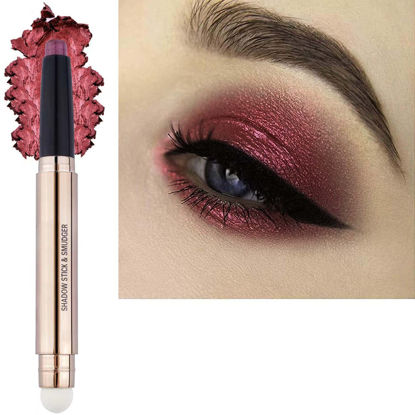 Picture of SAUBZEAN Romantic Red Eyeshadow Stick Makeup, Highlighter Matte Cream Eye Shadow Pencil, Waterproof Hypoallergenic Long Lasting Crayon, Glitter Primer Palette Shimmer Eyeliner Pen
