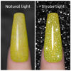 Picture of RARJSM Reflective Gel Nail Polish, Yellow Gel Nail Polish, 7.5ml 0.25Floz Yellow Nail Gel Glitter Gel Polish Summer Candy Collection Diamond Shimmer for Starter Nail DIY at Home UV LED Lamp Required