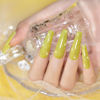 Picture of RARJSM Reflective Gel Nail Polish, Yellow Gel Nail Polish, 7.5ml 0.25Floz Yellow Nail Gel Glitter Gel Polish Summer Candy Collection Diamond Shimmer for Starter Nail DIY at Home UV LED Lamp Required