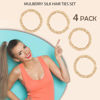 Picture of SEMRUE 100% Mulberry Silk Scrunchies, 4 PCS, 22 Momme, Hair Sleep, Silk Hair Ties Elastics Hair Care, No Damage, Champagne Gold