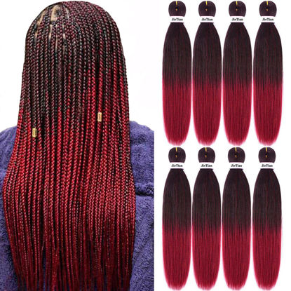 Picture of Liang Dian Pre Stretched Braiding Hair Ombre 30 Inch 8 Packs Synthetic Crochet Braids Hot Water Setting Professional Soft Yaki Texture Synthetic Hair Extensions(1B/Bug)