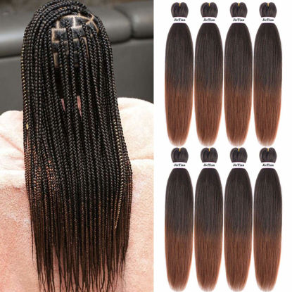 Picture of Liang Dian Pre Stretched Braiding Hair Ombre 30 Inch 8 Packs Synthetic Crochet Braids Hot Water Setting Professional Soft Yaki Texture Synthetic Hair Extensions(1B/30)
