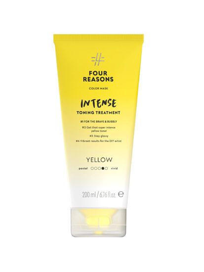 Picture of FOUR REASONS Color Mask INTENSE- Yellow - (27 Colors) Intensive Toning Treatment - Color Depositing Conditioner - Semi Permanent Hair Dye for Lightened and Colored Hair- 100% Vegan, 6.76 fl oz