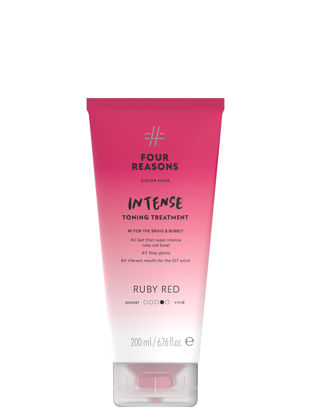 Picture of FOUR REASONS Color Mask INTENSE- Ruby Red - (27 Colors) Intensive Toning Treatment - Color Depositing Conditioner - Semi Permanent Hair Dye for Lightened and Colored Hair- 100% Vegan, 6.76 fl oz
