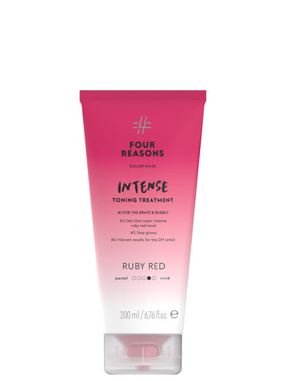 Picture of FOUR REASONS Color Mask INTENSE- Ruby Red - (27 Colors) Intensive Toning Treatment - Color Depositing Conditioner - Semi Permanent Hair Dye for Lightened and Colored Hair- 100% Vegan, 6.76 fl oz