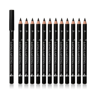Picture of Sumeitang 12 Pcs Black Eyebrow Pencil Eyeliner Set, Waterproof Eye Brow Pencil, Easy to Color, Long Lasting Eye Liner Gel Pen, Women Professional Eye-Makeup Pencil